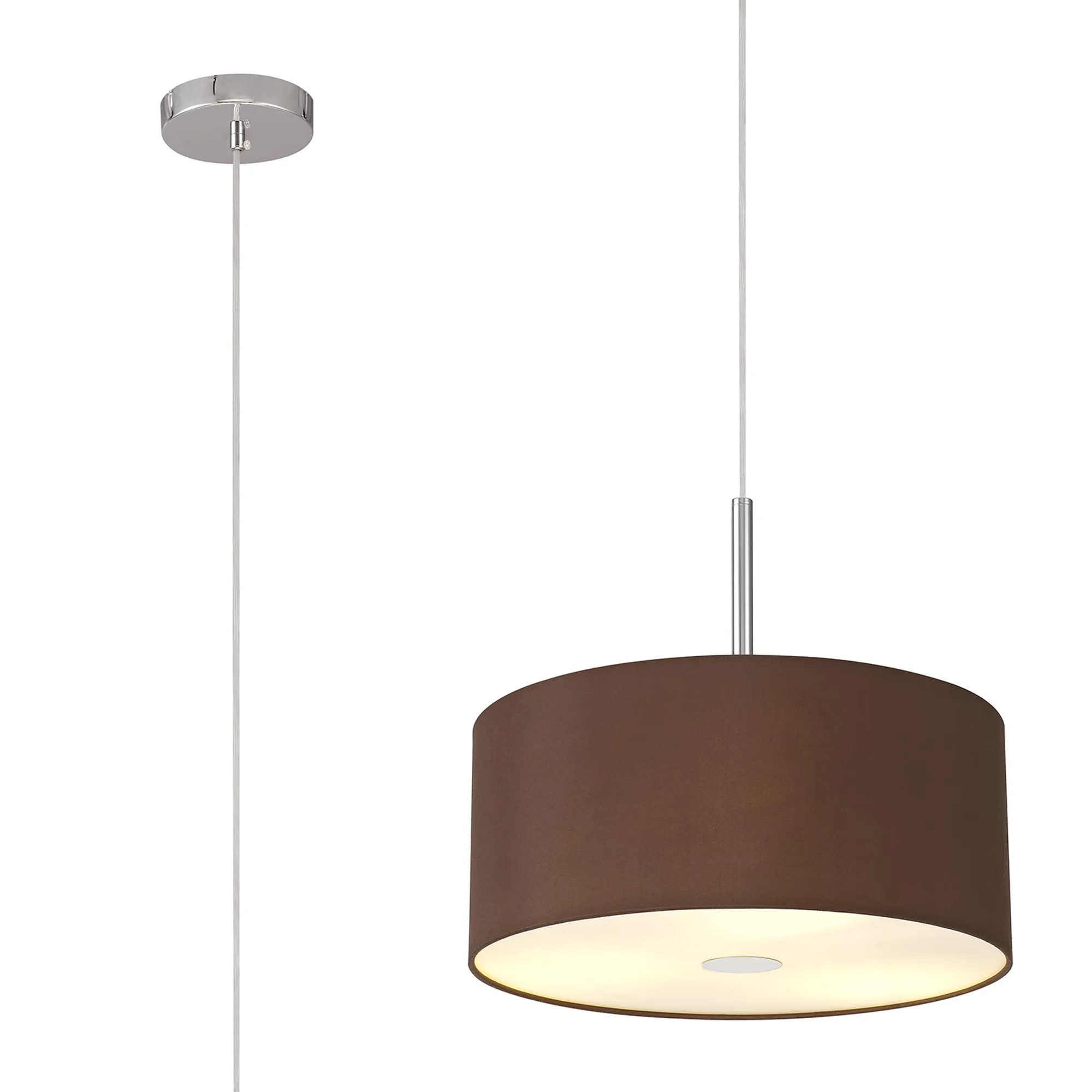 Baymont 40cm 3 Light Pendant Polished Chrome, Raw Cocoa/Grecian Bronze, Frosted Diffuser